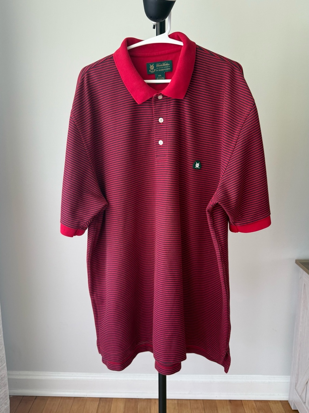Brooks Brothers Red and Black Striped Polo Shirt XXL